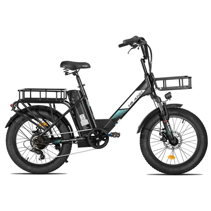 HILAND 20Inch E Bike 250w Rear Hub Motor Aluminium Alloy Frame 7 Speed Fat Tire Electric Cargo Bicycle suppliers