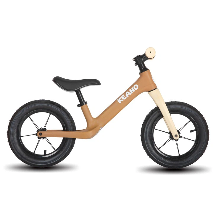 JOYKIE KEANO 12 Inch Kids Balance Bike For 2-6 Years Old Girls Boys, Toddler Balance Bike 2+ Year Old, Light-Up Wheels, No Pedal Push Bicycle, Lightweight Nylon Frame, Adjustable Seat, Flat-Free Tires, Brown