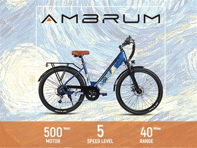 HILAND 26 Inch Electric Commuter Bike Cable - Actuated Mechanical Disc Brake Rear 7 - Speed Transmission High - Carbon Steel