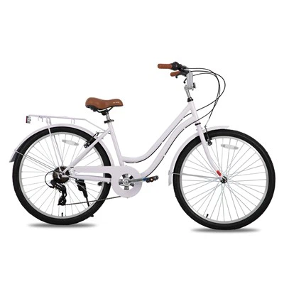 JOYKIE HILAND 26 Inch Beach Cruiser Bike For Men And Women, 7 Speed Step-Through Frame Adult Bicycle With Rear Rack, Retrospec Bike Commuter City Bicycle