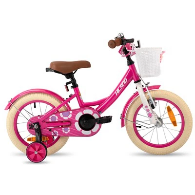 JOYKIE HILAND Girls Bike For Toddlers And Kids Ages 2-7 Years Old, 12 14 16 Inch Kids Bike For Boy And Girl With Training Wheels Basket Bell Rear Rack