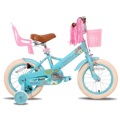 JOYKIE Pink White Children Bike 12/14/16 Inch Girls Kids Bike For 3 To 8 Year Old Girl With Stabilisers